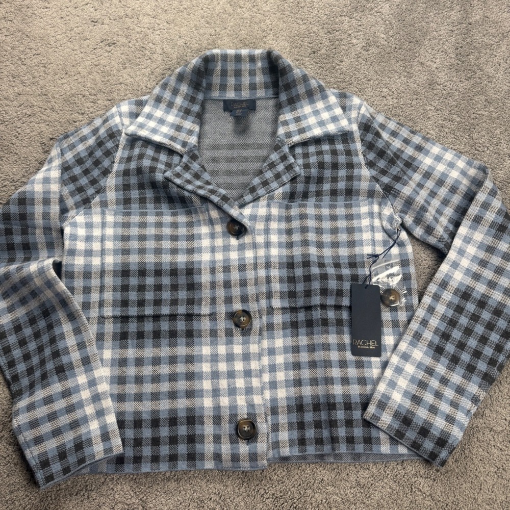 NEW Rachel Roy Women's Medium 3 Button Blazer Plaid